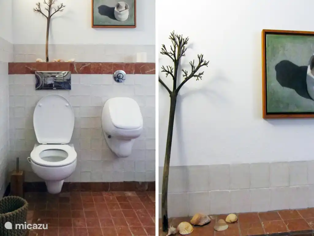 Erdgeschoss: Bad en suite, Bad, WC, Urinal und Dusche.