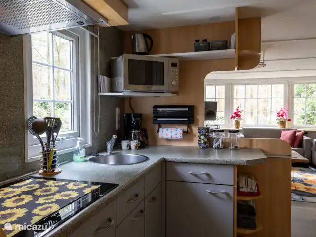 La martre des arbres | Pays-Bas, Gueldre, Emst (Epe) - chalet Cuisine avec vue sur le coin salon