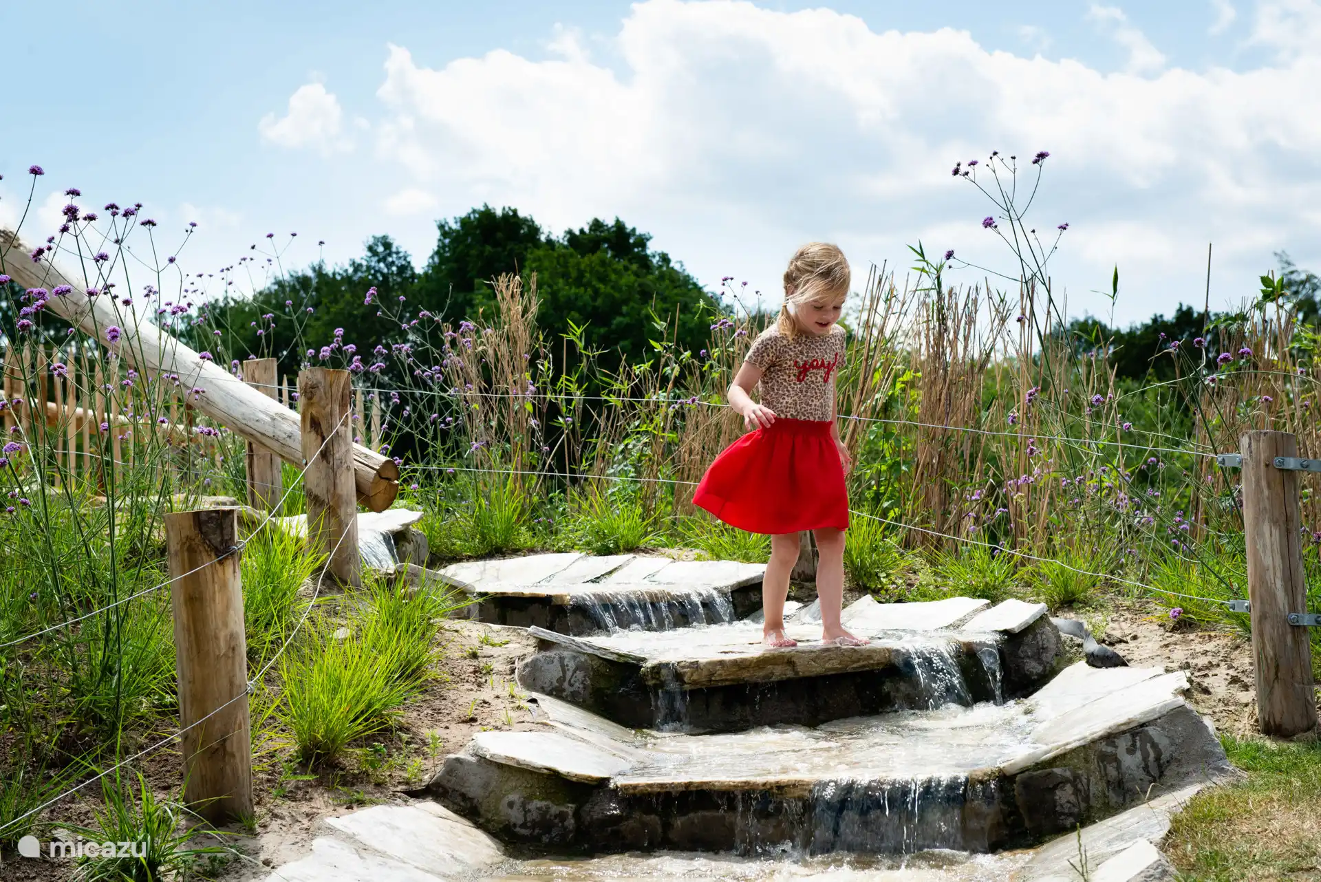 Water-speel-fontein op het vakantiepark 