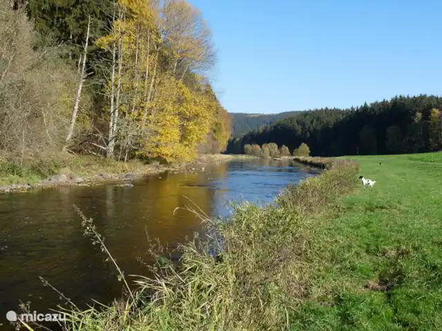 vakantiehuis huren in Duitsland, Beieren, Lichtenberg (Opper-franken)  – Vakantiehuis 'Fuchswechsel' wandelen bij de rivier de Saale