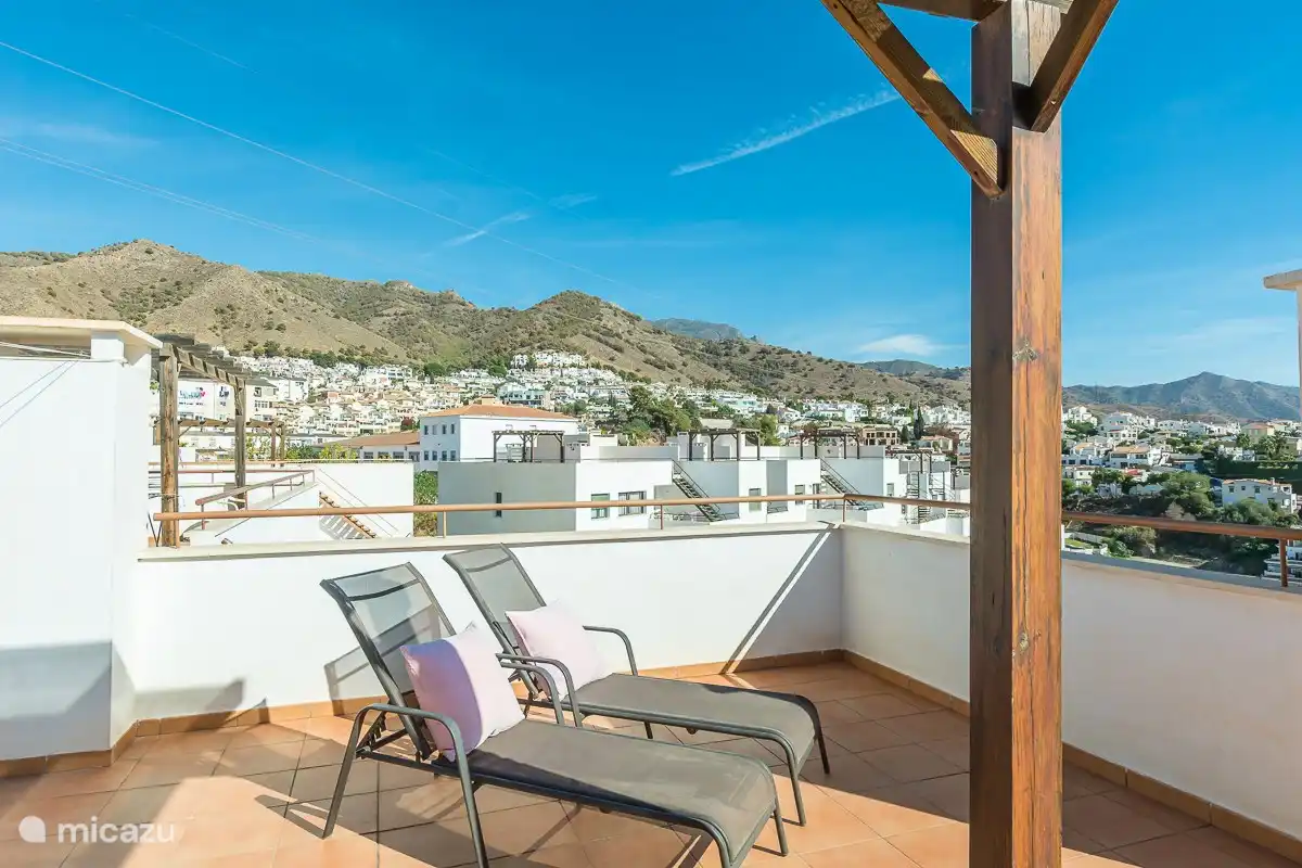 View of the mountains from the roof terrace