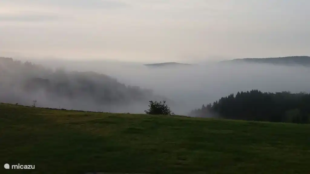 View of fog clouds from terrace
