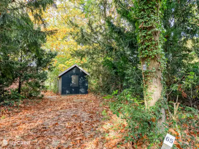 el martín pescador en Países Bajos, Güeldres, Winterswijk - bungaló El aparcamiento para 2 o 3 coches y el cobertizo para bicicletas
