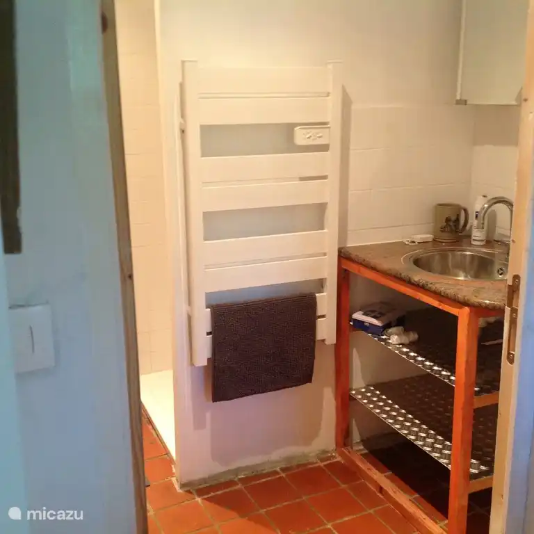 The bathroom with spacious shower