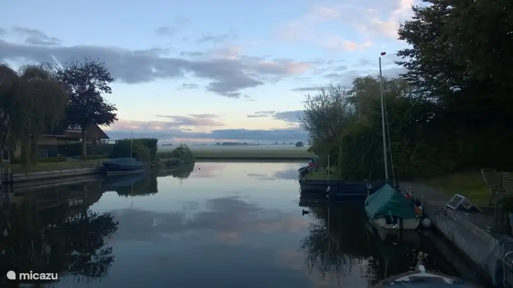 Autumn morning, view from the jetty behind the house