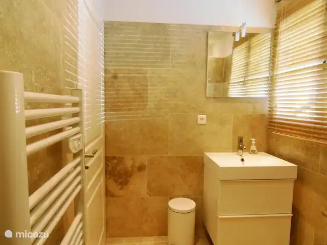Hameau des Claudins No. 21 Mazet en Francia, Costa Azul, Le Plan-de-la-Tour - casa vacacional Cuarto de baño con lavabo, ducha y WC separado