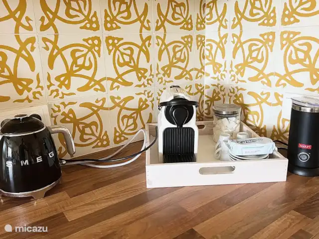 Location de Vacances France, Vaucluse, Roussillon, villa - Villa Rosalys Machine à café expresso, bouilloire Smeg et frotteur de lait Bodum.