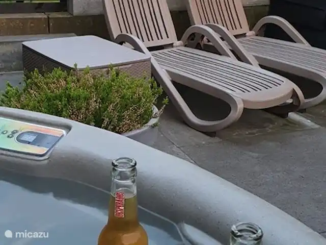 Wellness Lodge Ruigenhoek, Noordwijk | Pays-Bas, Hollande méridionale, Noordwijk - maison de vacances Le jacuzzi a une belle vue panoramique.