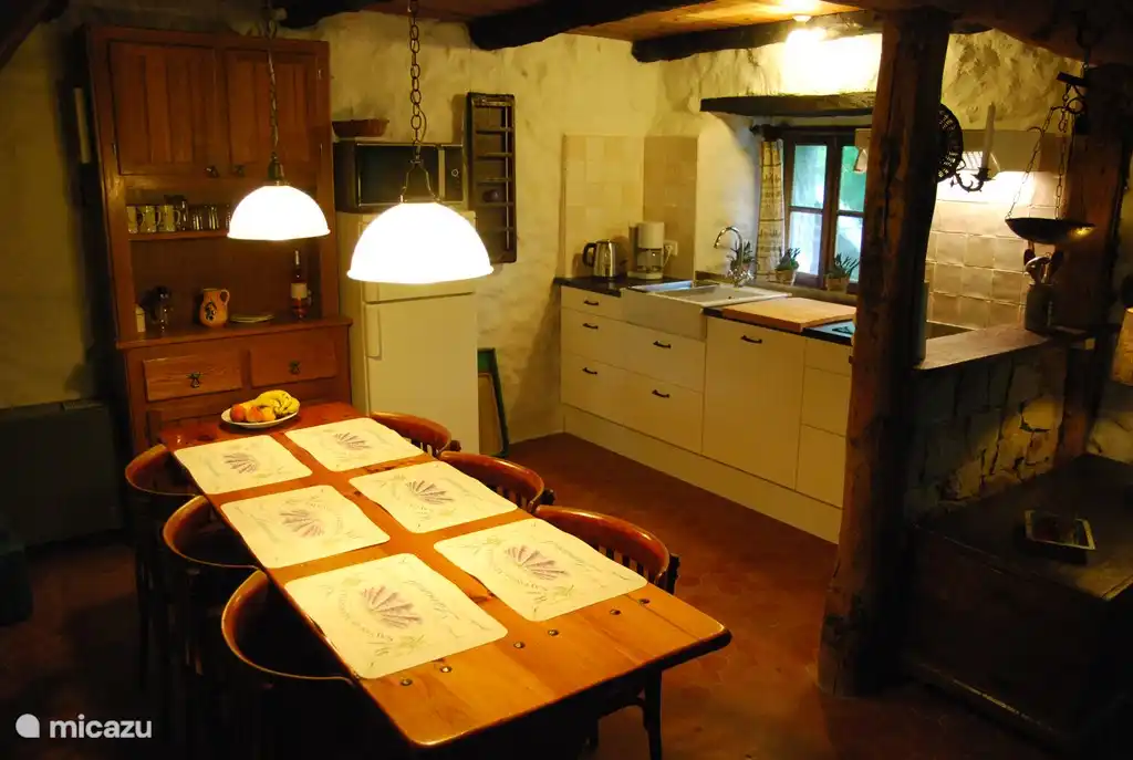 Komplett eingerichtete Küche mit Induktionskochfeld, Geschirrspüler und Mikrowelle