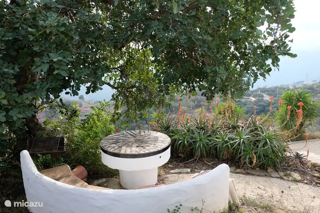 Romantische Sitz unter dem Johannisbrotbaum, köstlich Schatten im Sommer.