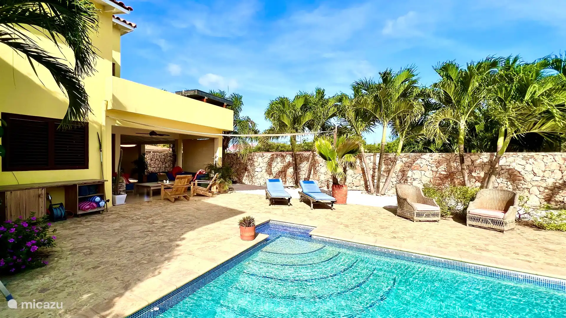 Planche à voile, Bonaire, Bonaire, Belnem, villa Kas Luna avec jardin tropical et piscine