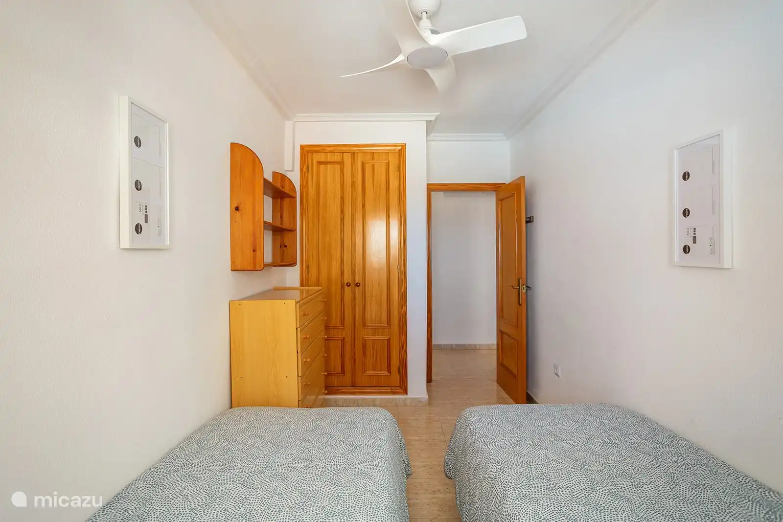 There are spacious fitted wardrobes in the two bedrooms.