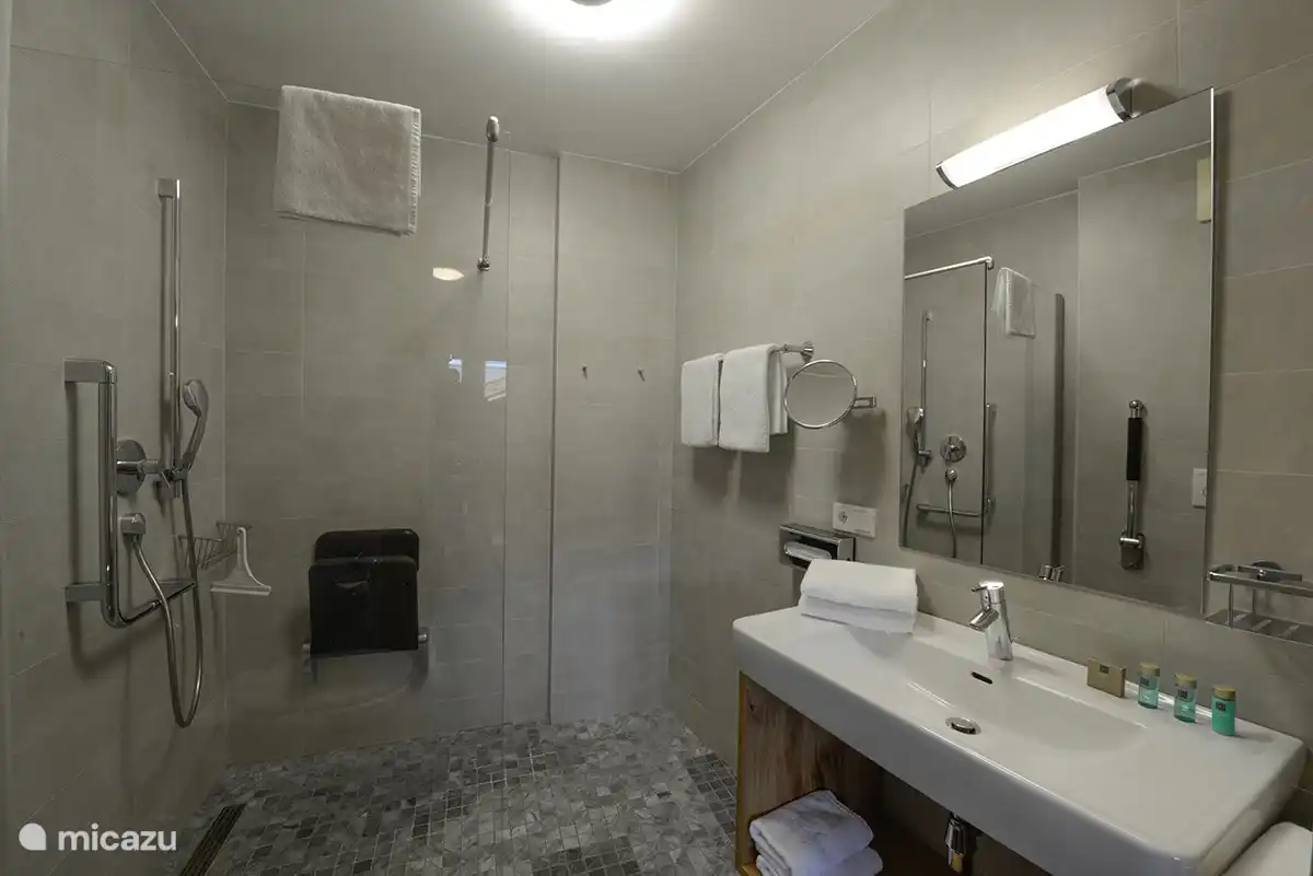 De 3de badkamer is geschikt voor minder validen.