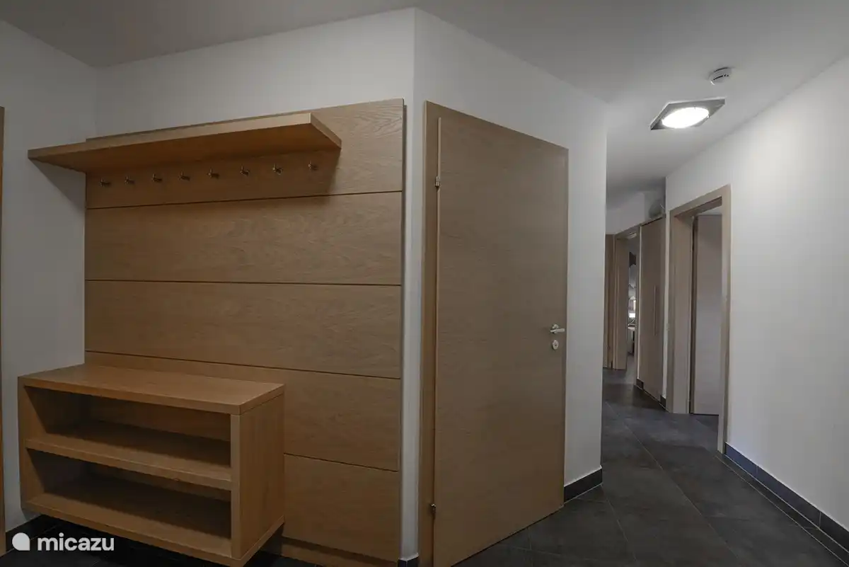 Ruime entree van het appartement, met voldoende bergruimte.