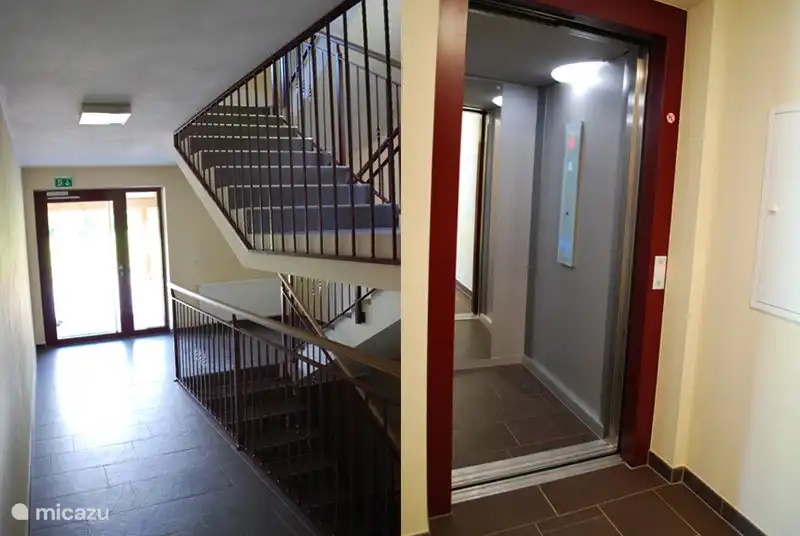Both stairs and an elevator