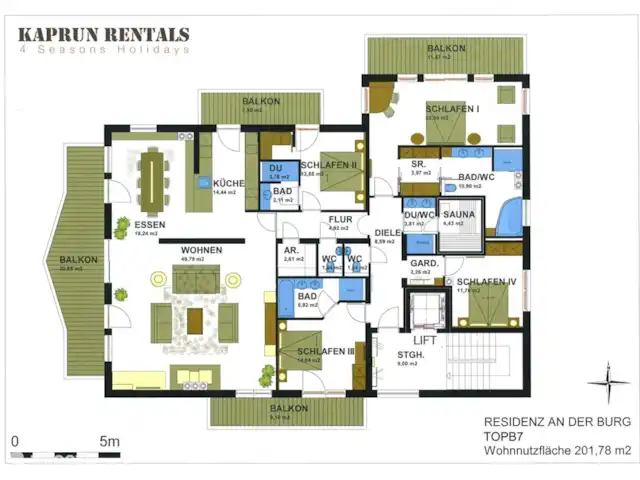 penthouse huren in Oostenrijk, Salzburgerland, Kaprun – Residenz an der Burg PenthouseTop7B Plattegrond