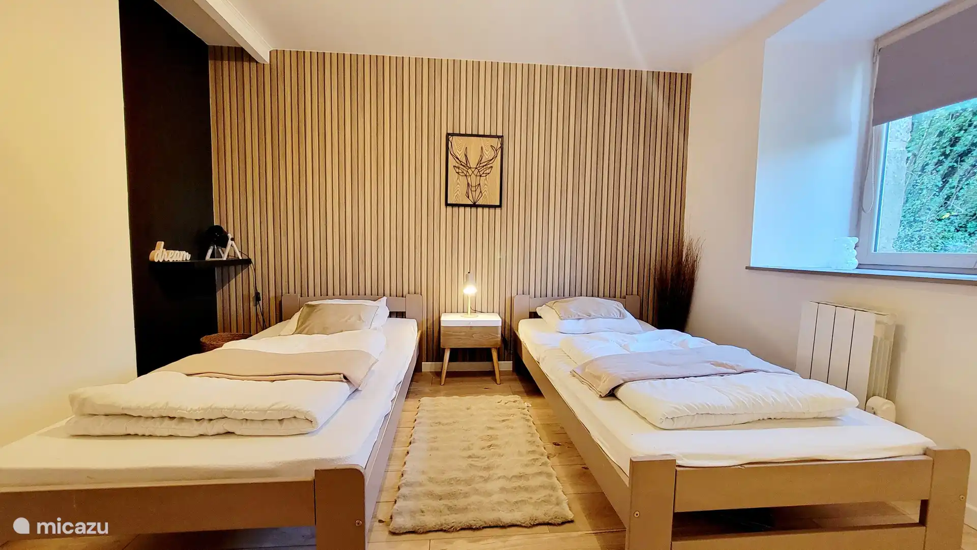 2de slaapkamer met 2 enkele bedden