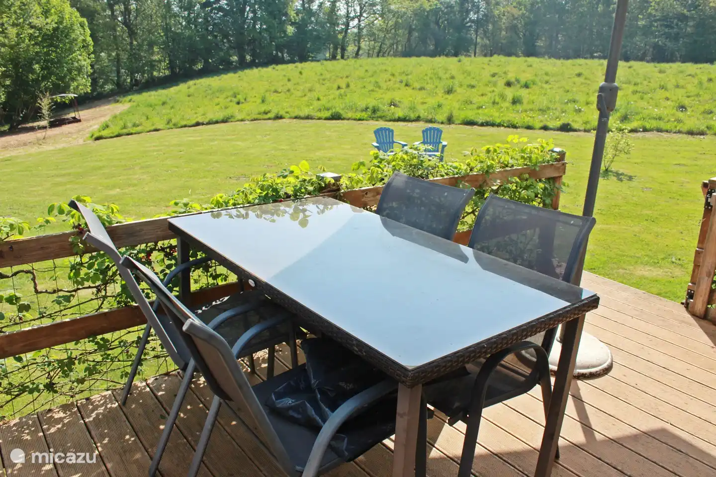 one of the 2 terraces with a view over the field
