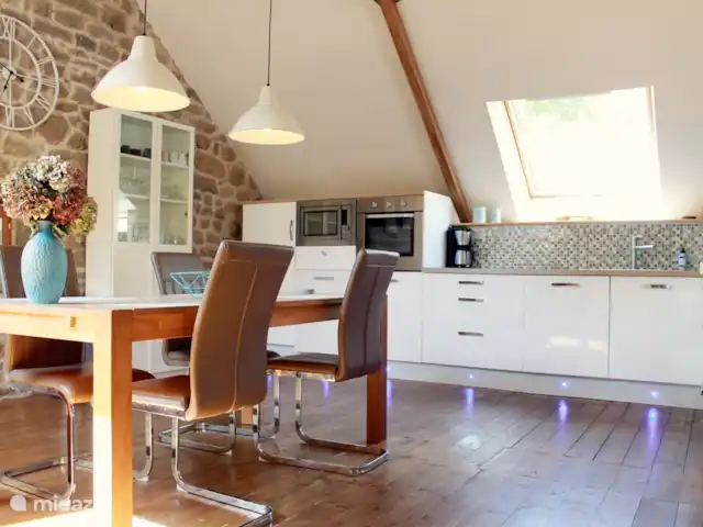 L'Hirondelle - un lugar especial en Francia, Morbihan, Ploërdut - casa vacacional amplia cocina abierta con todos los electrodomésticos