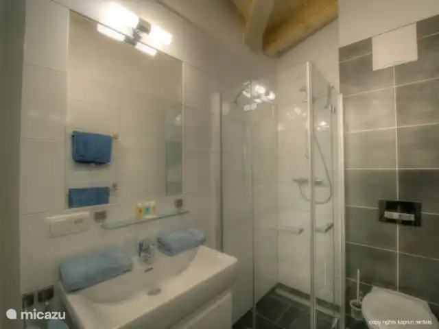 Residencia Kitzsteinhornblick Top2 en Austria, Salzburgo, Zell am See - penthouse Hay 2 baños amplios y lujosos, un aseo independiente y un lavadero.