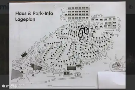 Locatie van de huisjes op het park