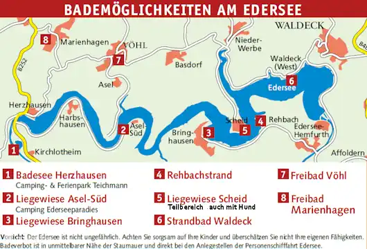 Mehrere Strände am Edersee - Sandstrand Assel-Süd