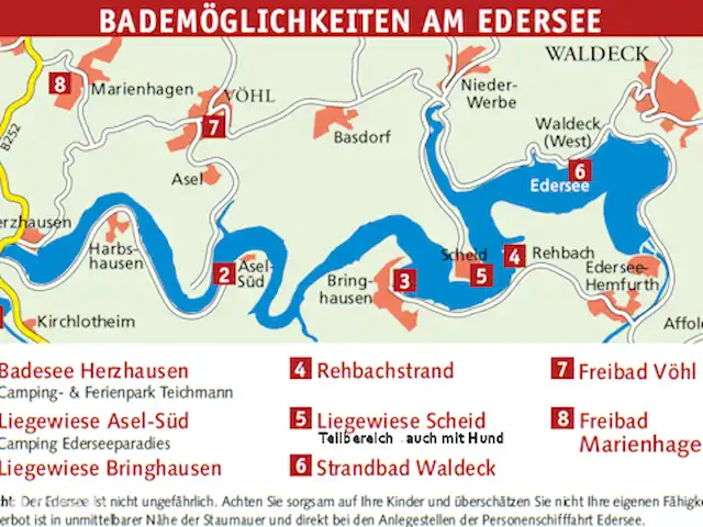 *Bosrijk* Kellerwald Edersee Unesco huren in Duitsland, Sauerland, Frankenau - vakantiehuis Diverse strandjes aan de Edersee - zandstrand Assel-Süd (20 km)