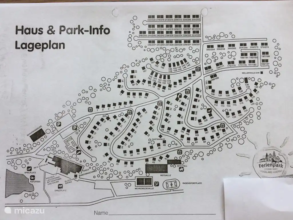 Parkkarte. In der Mitte steht unsere Hausnummer 88