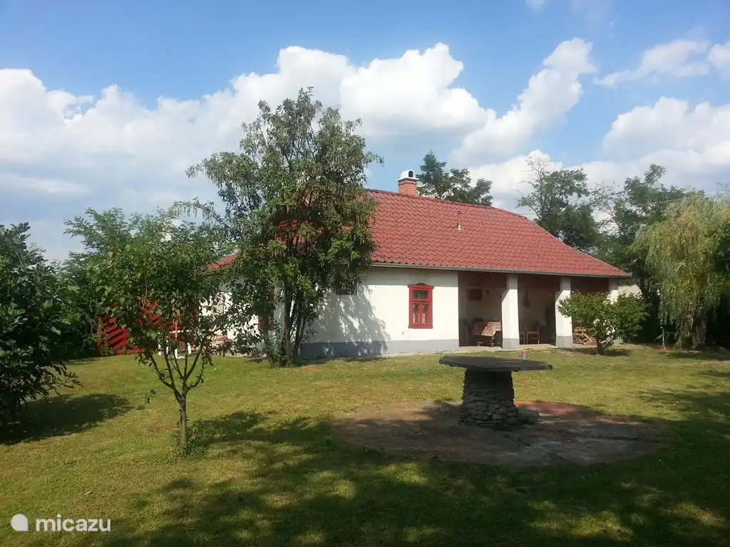 Vakantiehuis het rode huis hongarije, tiszameer in tiszaszentimre ... Woonkamer aan de muur groene