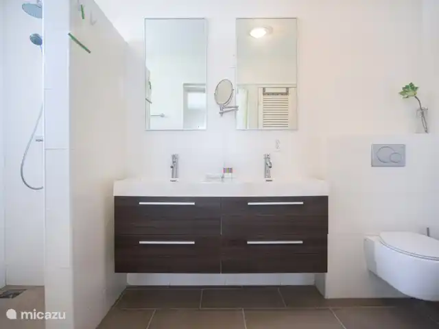 Location de Vacances Aruba, Paradera, Modanza, villa - Villa La Granda Salle de bain 1 avec douche à l'italienne, vasque et WC