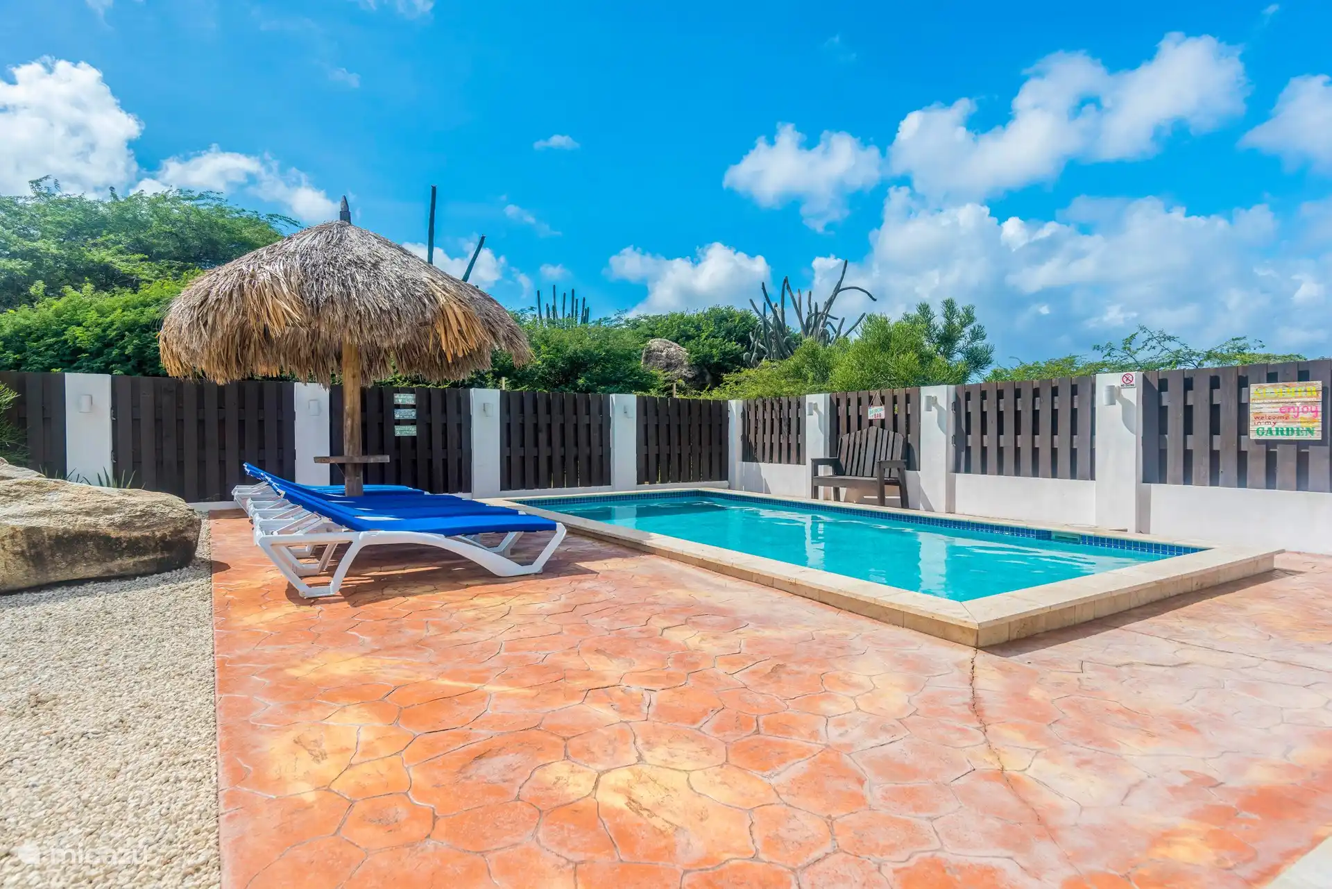 La piscine avec palapa pour l'ombre