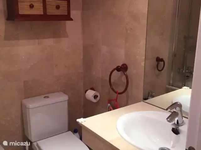 Location de Vacances Espagne, Costa del Sol, Benalmádena, appartement - Appartement ensoleillé sur la plage les toilettes dans la salle de bain principale - seront entièrement rénovées en mars 2025
