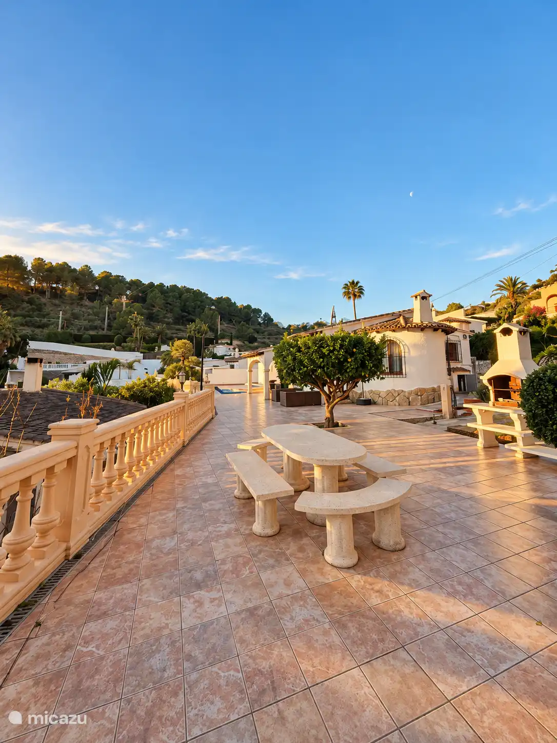 Lovely large terrace with various seating areas and everything on the ground floor