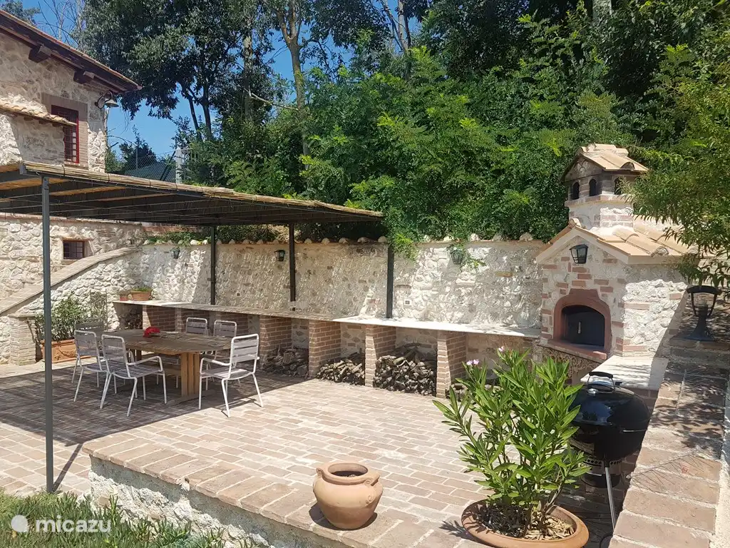 Four à pizza terrasse sur table à manger