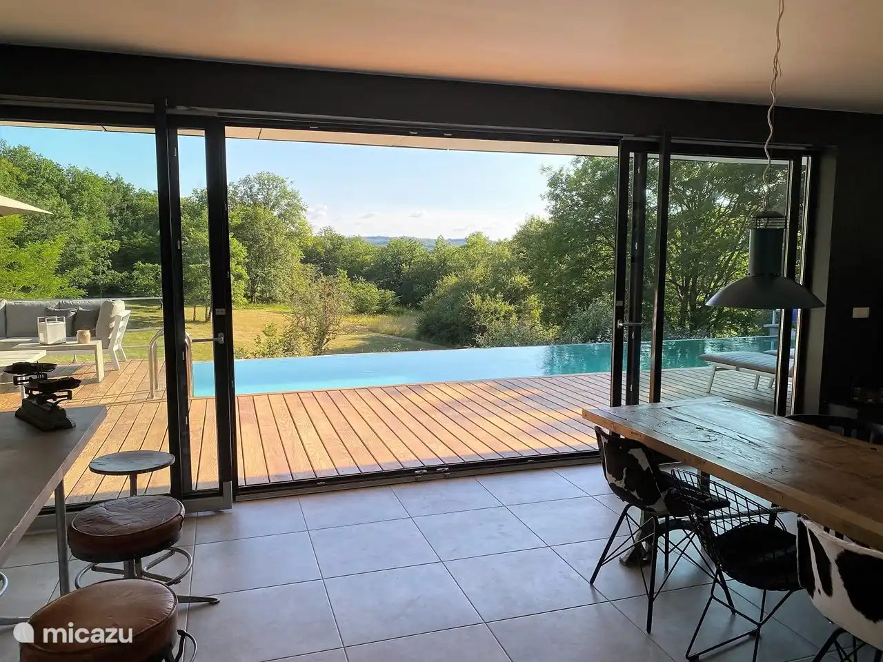veranda overlooking the pool
