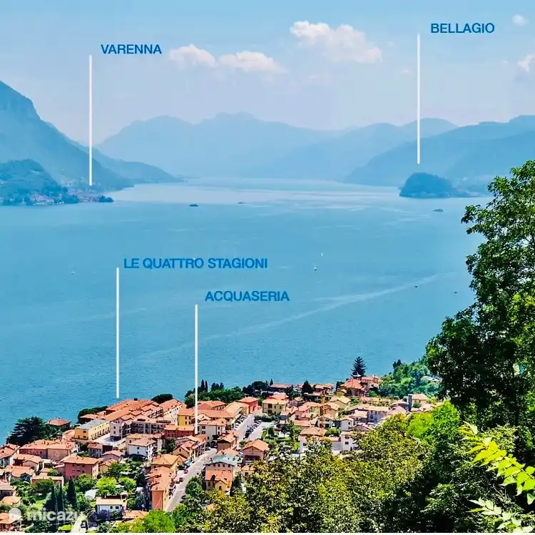 el hospitalario pueblo de Acquaseria, municipio de San Siro, justo en el lago de Como. Vistas panorámicas hasta Bellano, Varenna y Bellagio. Menaggio a 3 km.