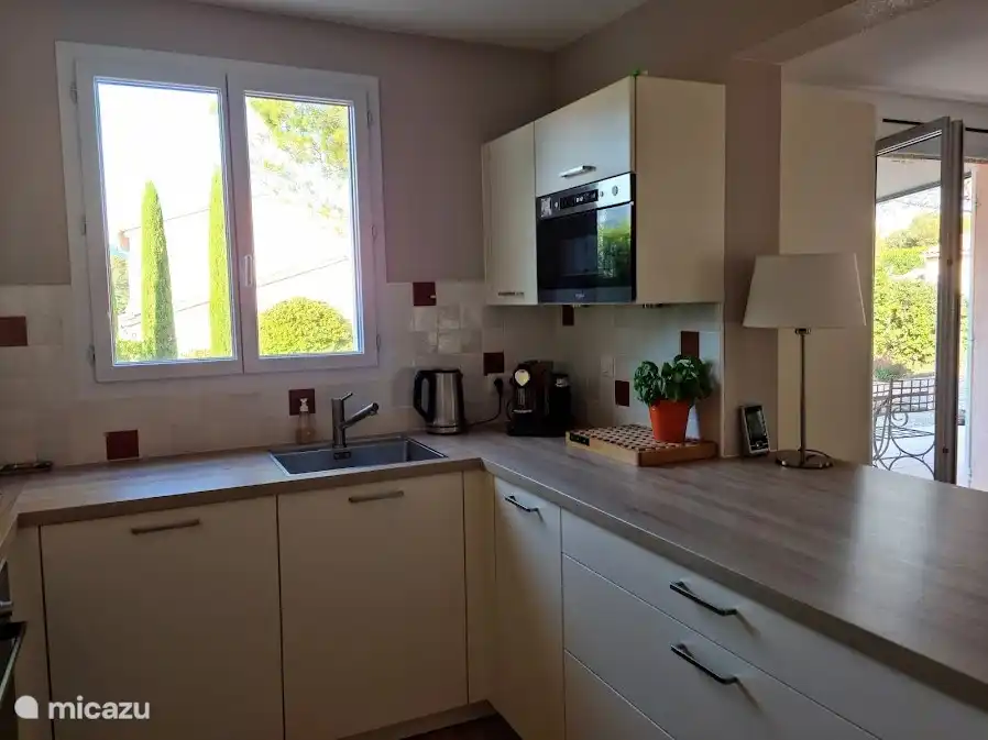 Kitchen with microwave