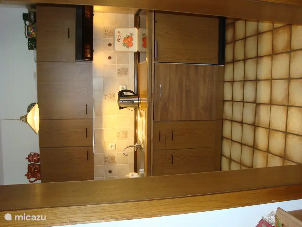 Cocina compacta con lavavajillas, placa de inducción y microondas.