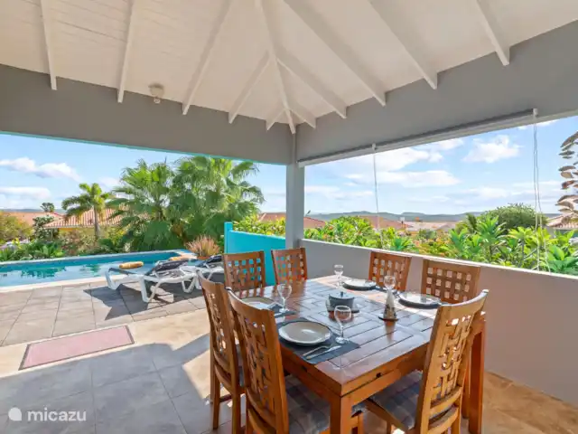 Cas Bon Bini - avec piscine | Curaçao, Banda Abou (ouest), Fontein - villa Vous pouvez voir la mer au loin.