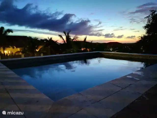 Cas Bon Bini - avec piscine | Curaçao, Banda Abou (ouest), Fontein - villa Piscine au coucher du soleil.
