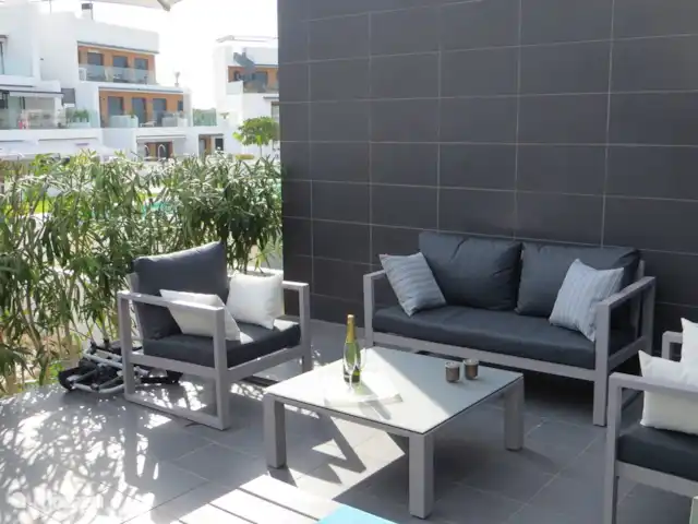 casa vacacional en España, Costa Blanca, Orihuela Costa – Golfo y Mar Sala de estar en la terraza inferior