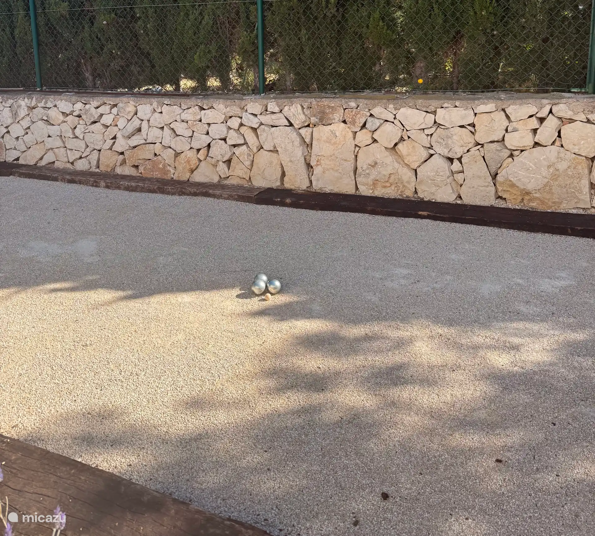 Petanque court in backyard