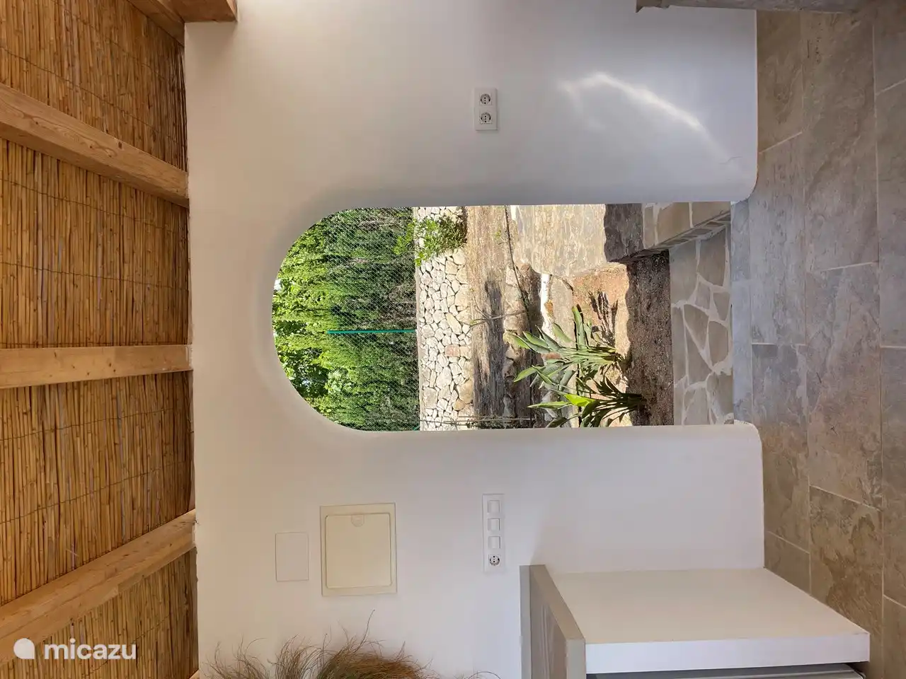 View behind outdoor kitchen