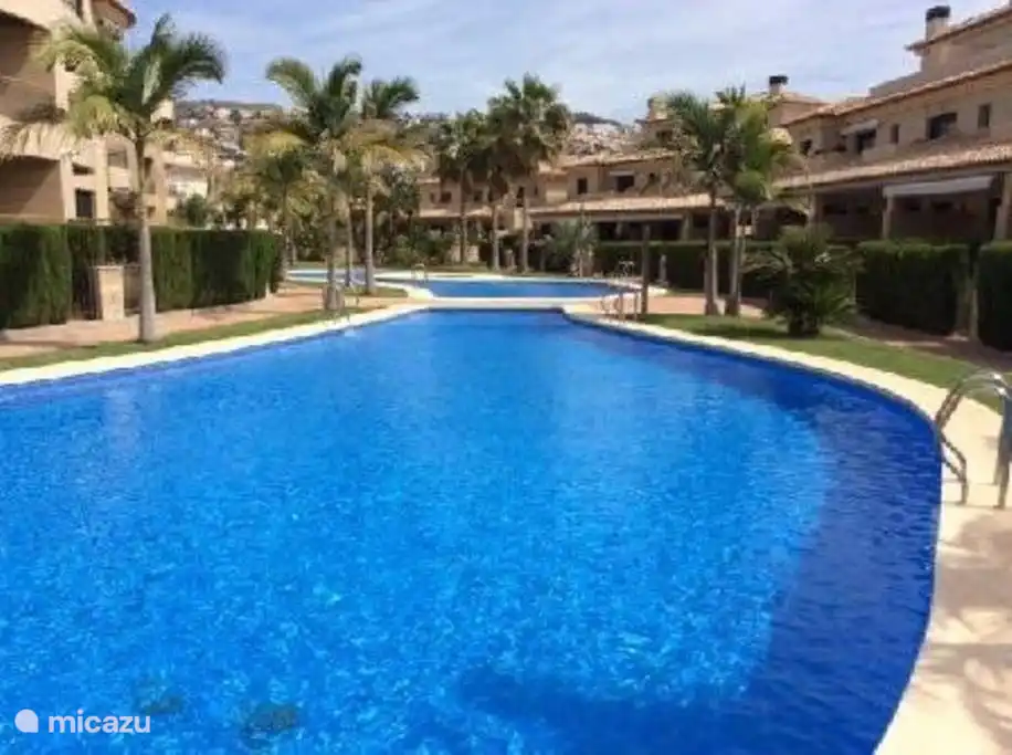 Zwembad met mooi aangelegde tuin