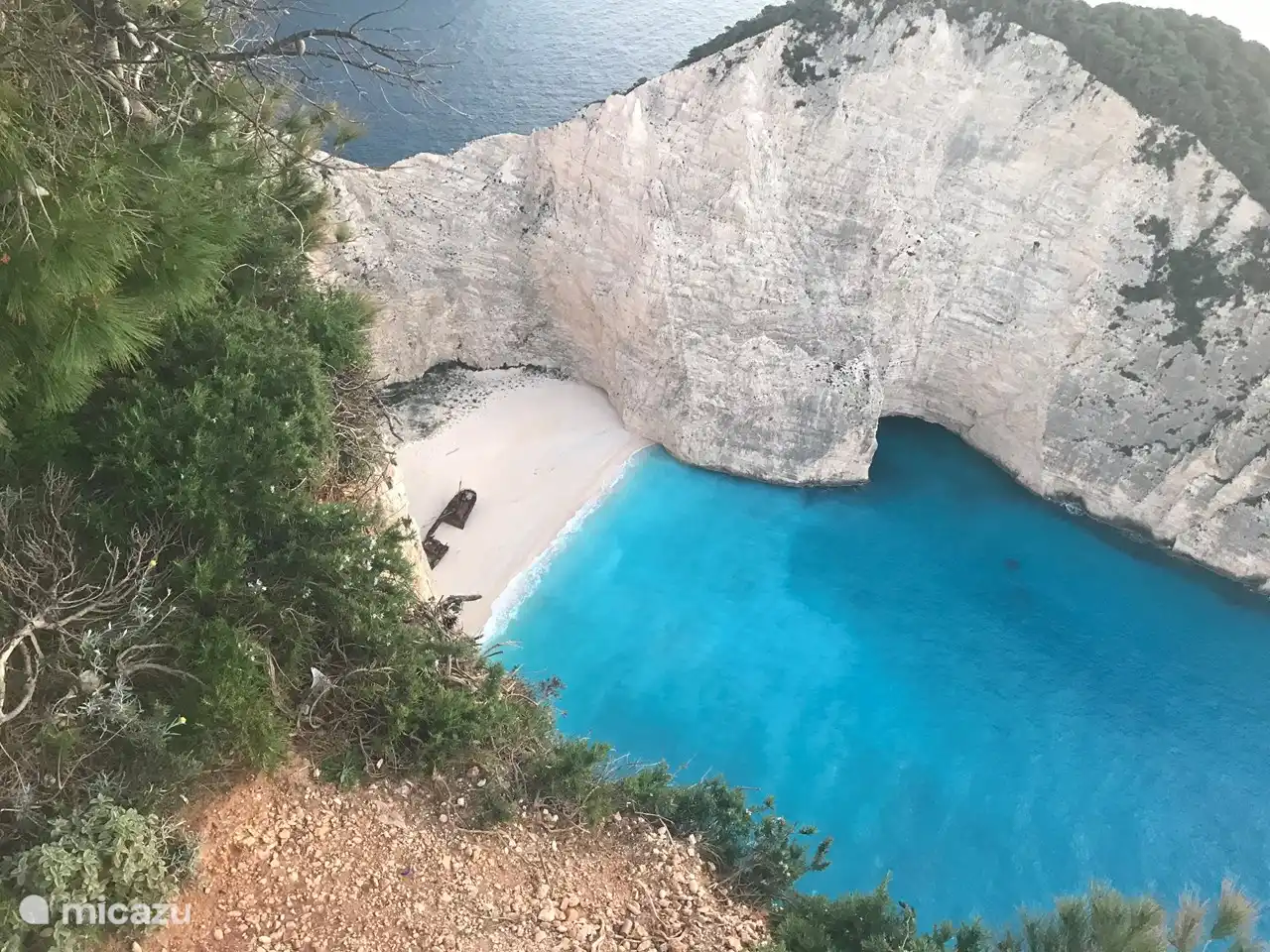 Het beroemde scheepswrak van boven gefotografeerd.  30 minuten van de Villa.