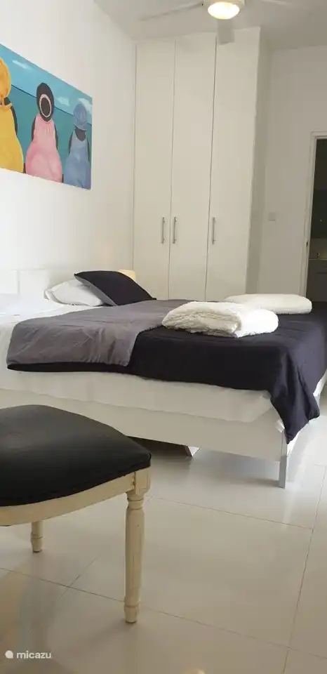 slaapkamer 1 voorzien van hoge kledingkasten