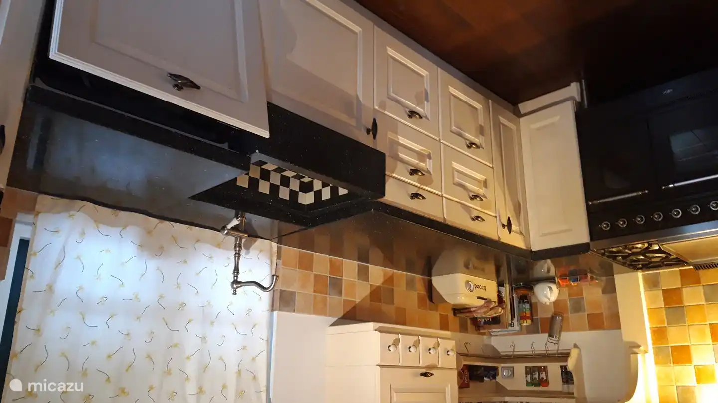 Kitchen countertop and sink.