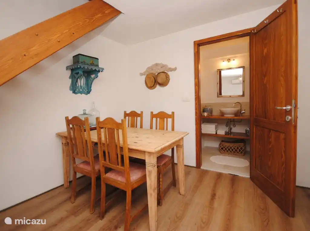 Cuarto de baño 1er piso, a la izquierda la ducha a ras de suelo, a la derecha el inodoro