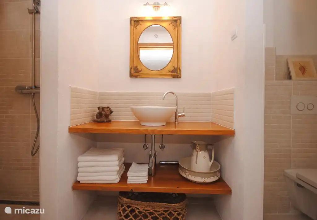 Cuarto de baño con WC separado y ducha a ras de suelo.