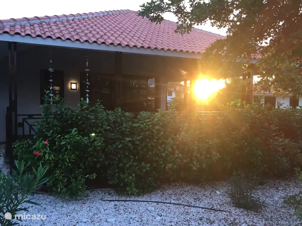 Le soleil du soir atteint la véranda